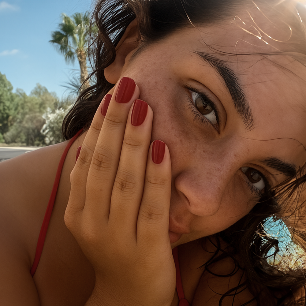 Cherry Red Short Square Soft Gel Press Ons